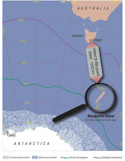 Map showing the location of Macquarie Island