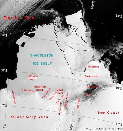 MODIS satellite image of Shackleton Ice Shelf