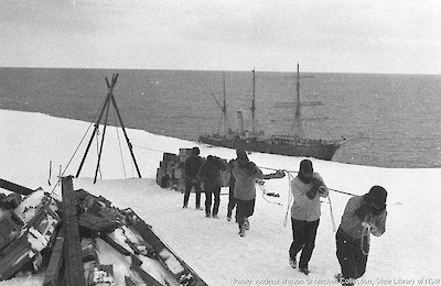 Hauling gear up the face of the Shackleton Shelf at &amp;amp;#039;The Grottoes&amp;amp;#039;