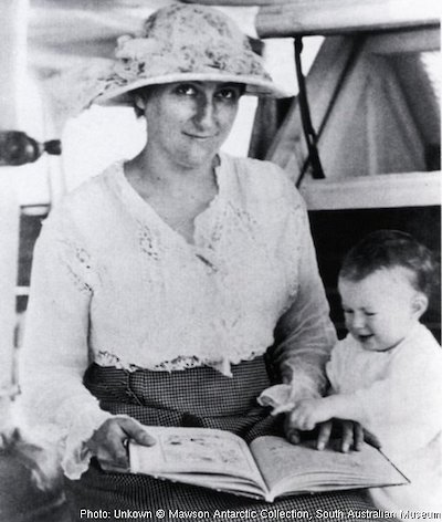 Paquita with baby Patricia en route to England to join Mawson, October 1916